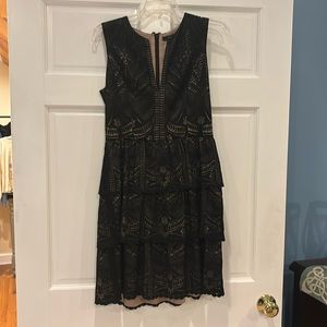 BCBG Maxazria Dress with Sheet Underneath, Black Lace, Size 8